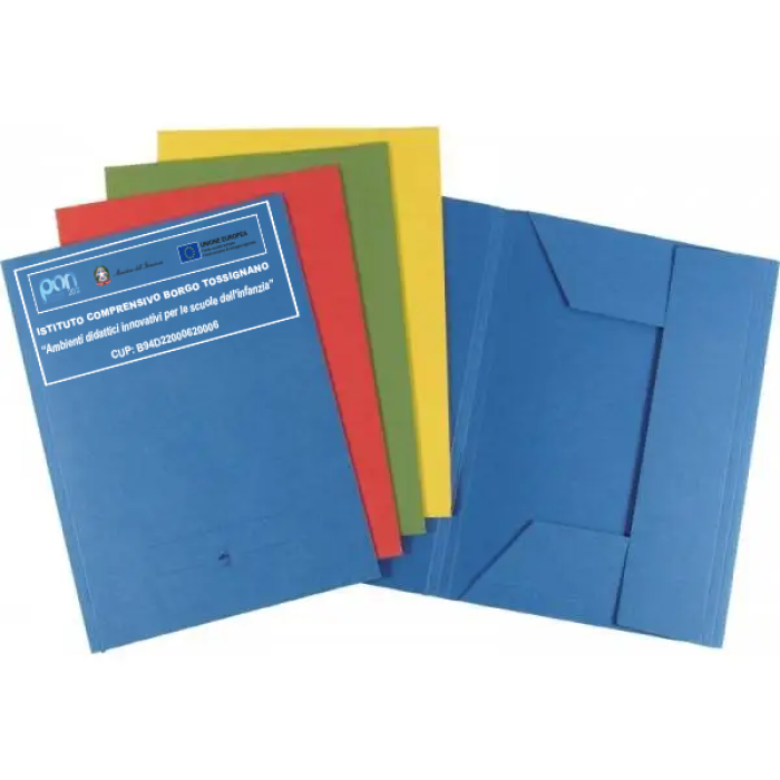 Cartelle Cartelline 3 Lembi Persoalizzate in cartoncino 25x34 cm (50 Pz.) - Ideale Per Scuola PON POC PNRR