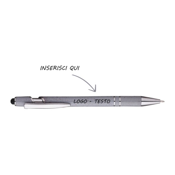 Penna Touch A Scatto Paglia Di Frumento Foxy con Stampa Personalizzata