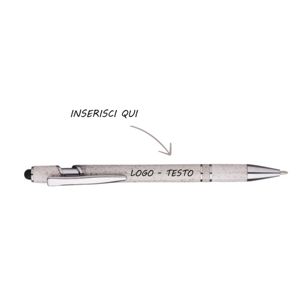 Penna Touch A Scatto Paglia Di Frumento Foxy con Stampa Personalizzata