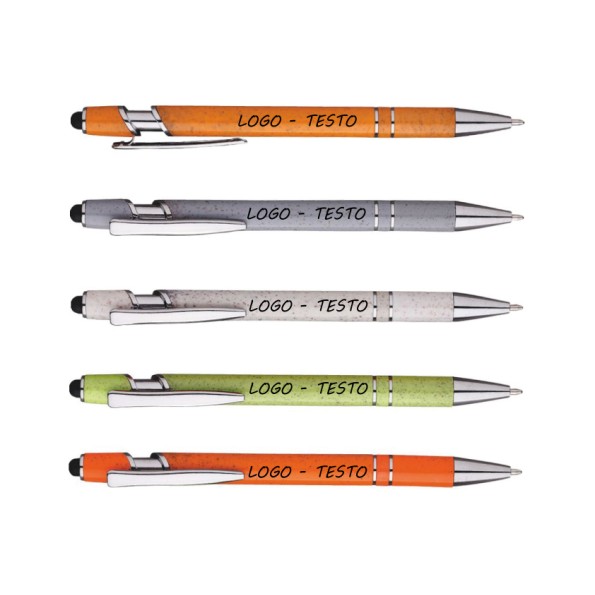 Penna Touch A Scatto Paglia Di Frumento Foxy con Stampa Personalizzata