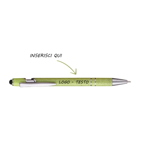 Penna Touch A Scatto Paglia Di Frumento Foxy con Stampa Personalizzata