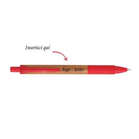 Penna Sfera a Scatto in Bamboo  Metake con Stampa Personalizzata
