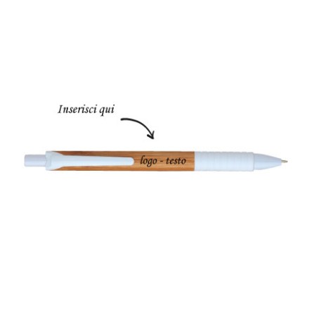 Penna Sfera a Scatto in Bamboo  Metake con Stampa Personalizzata