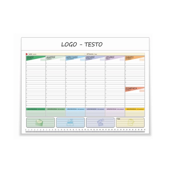 Planning Da Tavolo Scrivania con Testata Cartonata Personalizzata 29,7x21 CM