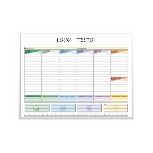 Planning Da Tavolo Scrivania con Testata Cartonata Personalizzata 43,5x31,5 CM