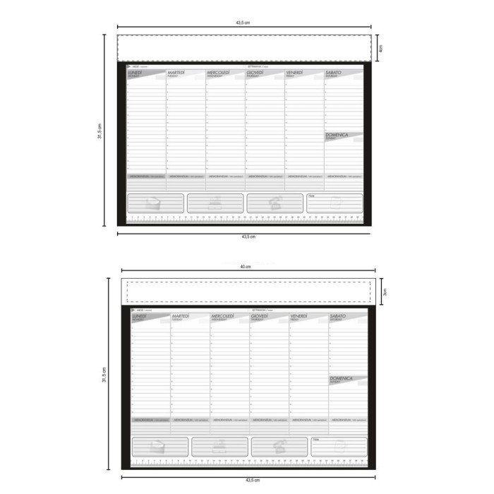 Planning Da Tavolo Scrivania con Testata Cartonata Personalizzata 43,5x31,5 CM