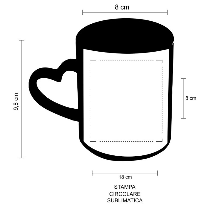 Tazza LOVE in Ceramica 320 ml con Manico a Forma di Cuore Personalizzata