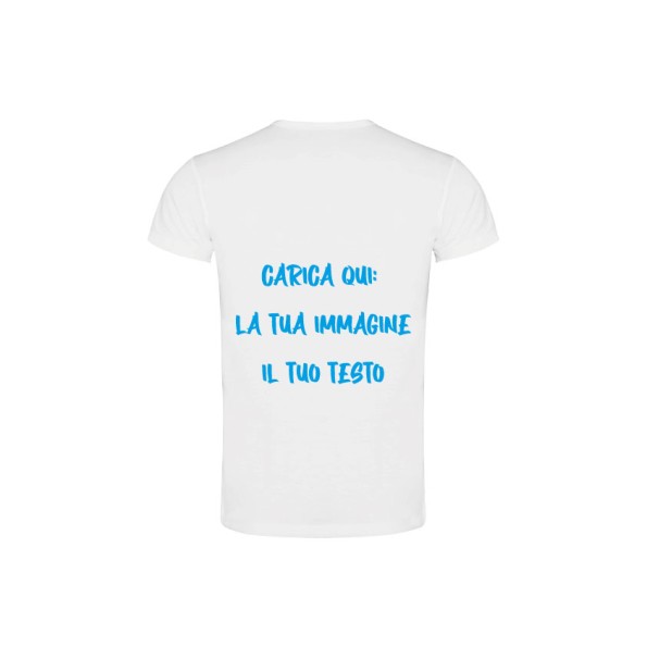T-shirt Bianca in Poliestere con Stampa Personalizzabile Logo, Foto, Testo