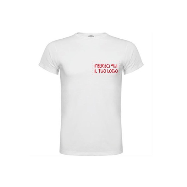 T-shirt Bianca in Poliestere con Stampa Personalizzabile Logo, Foto, Testo
