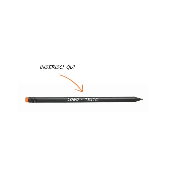 Matita in legno nera con gommino colorato e Stampa Personalizzata