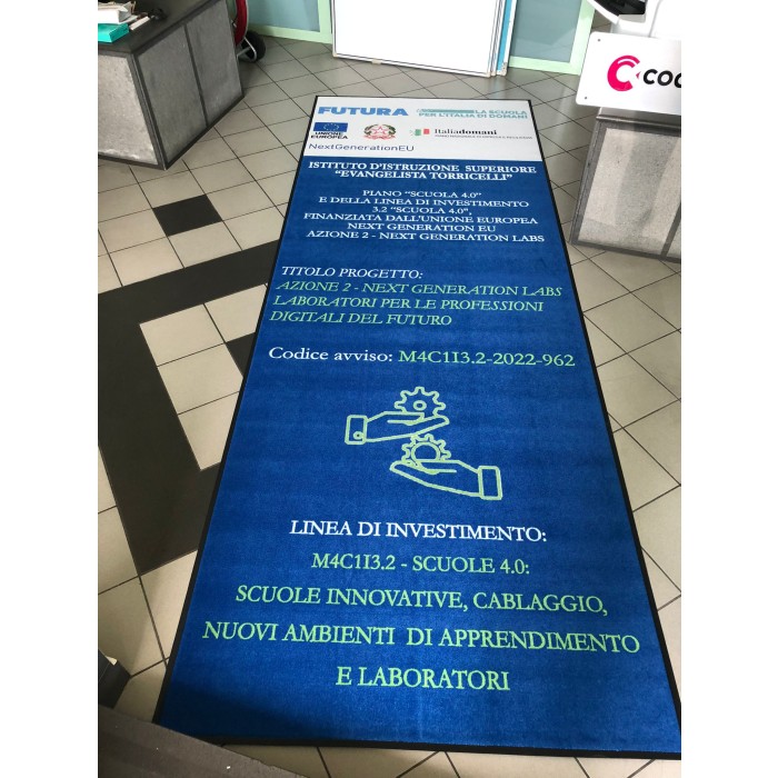 Tappeto Zerbino Asciugapassi Personalizzata con Bordo Antinciampo 150x400Cm