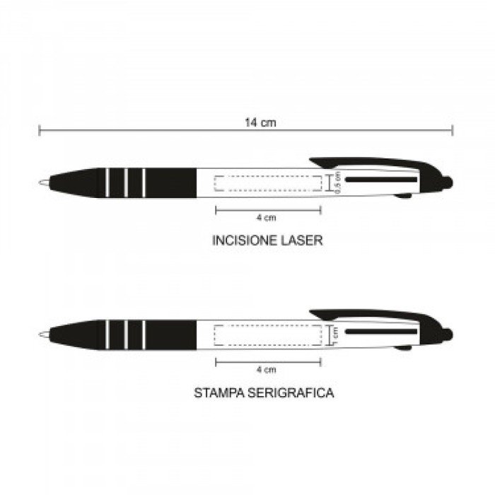 Penna a Sfera a Scatto Touch 3 Colori con Stampa Personalizzata