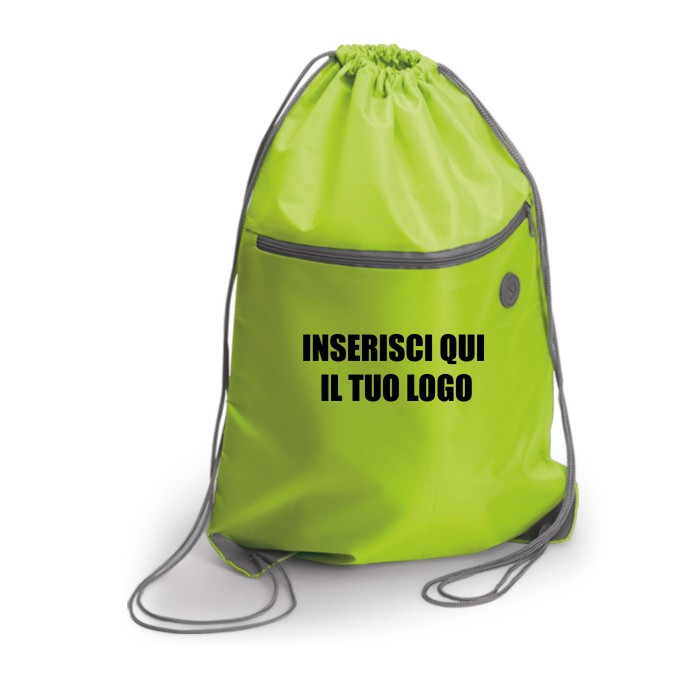 Zaino Zainetto Sacca con Tasca e Uscita Auricolari Personalizzata in Poliestere 210D