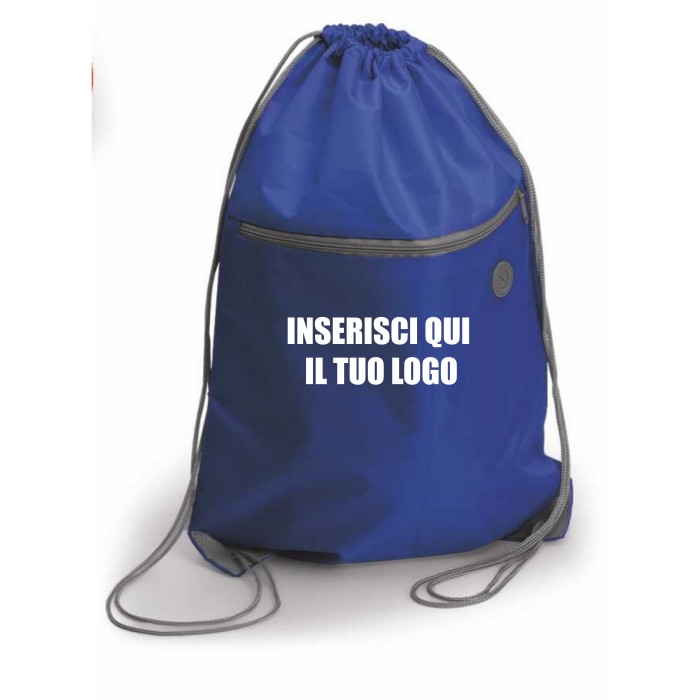 Zaino Zainetto Sacca con Tasca e Uscita Auricolari Personalizzata in Poliestere 210D