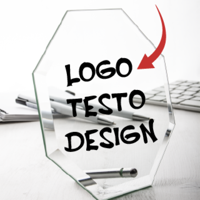 Trofeo ottagonale in vetro personalizzato