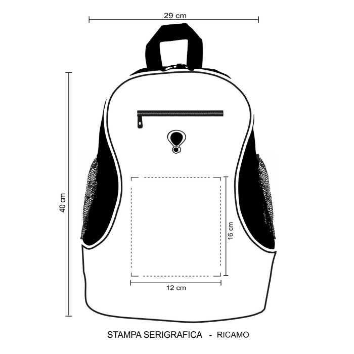 Zaino in poliestere 600D  cm. 29x40x17 Personalizzato