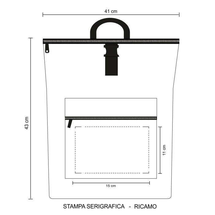 Zaino Fly in Poliestere 300D cm 41 x 13 x 43 Personalizzato