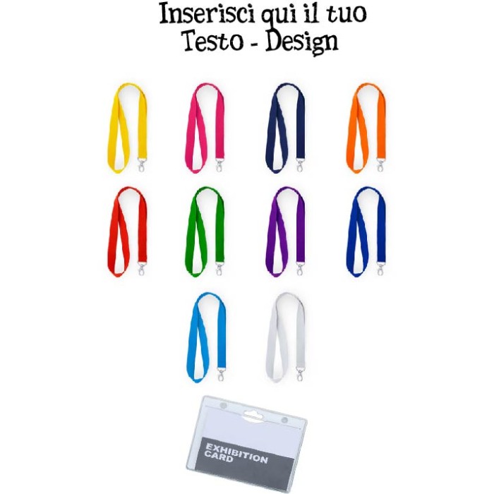 Porta Badge 8,2x12,4 Cm con  Laccio Lanyard Da Collo In Poliestere Personalizzato