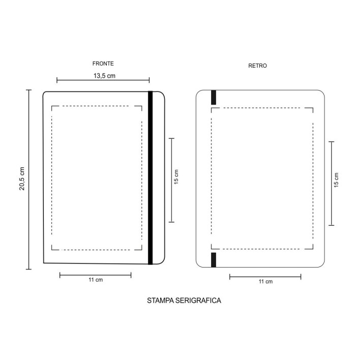 Blok Notes 112 fogli cm 14x20,5 con elastico con Stampa Personalizzata