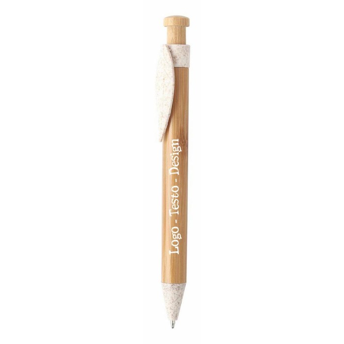 Penna Sfera a scatto in bamboo con stampa personalizzata