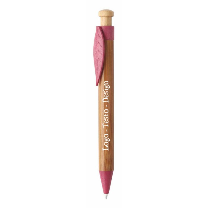 Penna Sfera a scatto in bamboo con stampa personalizzata
