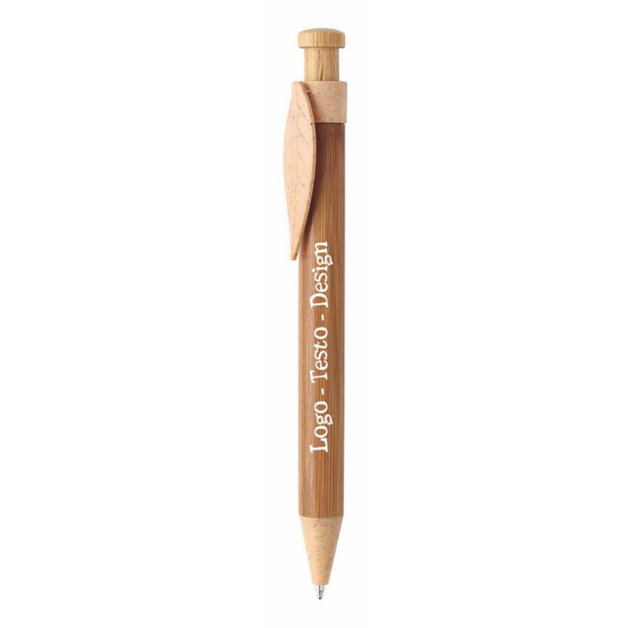 Penna Sfera a scatto in bamboo con stampa personalizzata