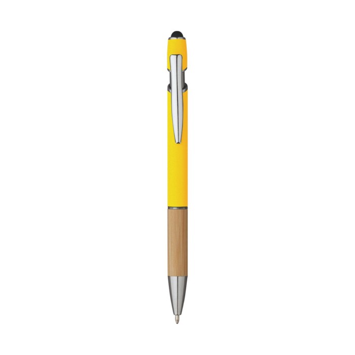 Penna Sfera Soft Touch In Alluminio E Bamboo con Stampa Personalizzata