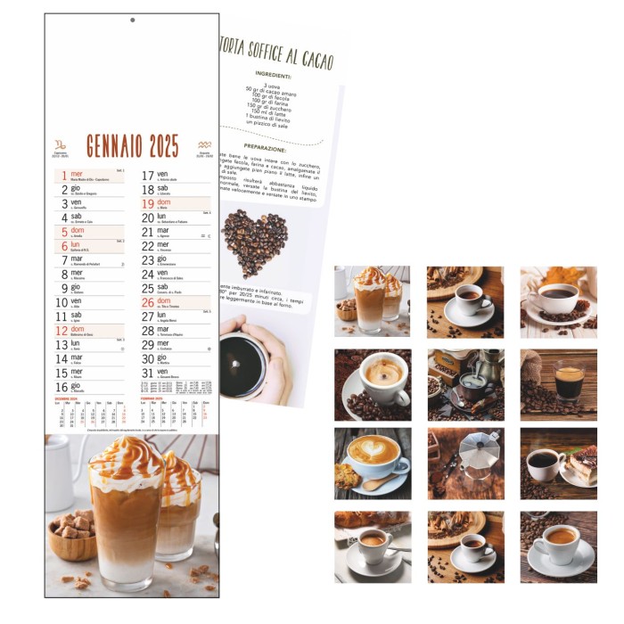 Calendario  Da Parete 2025 "Caffè" Con Testata Cartonata Personalizzata