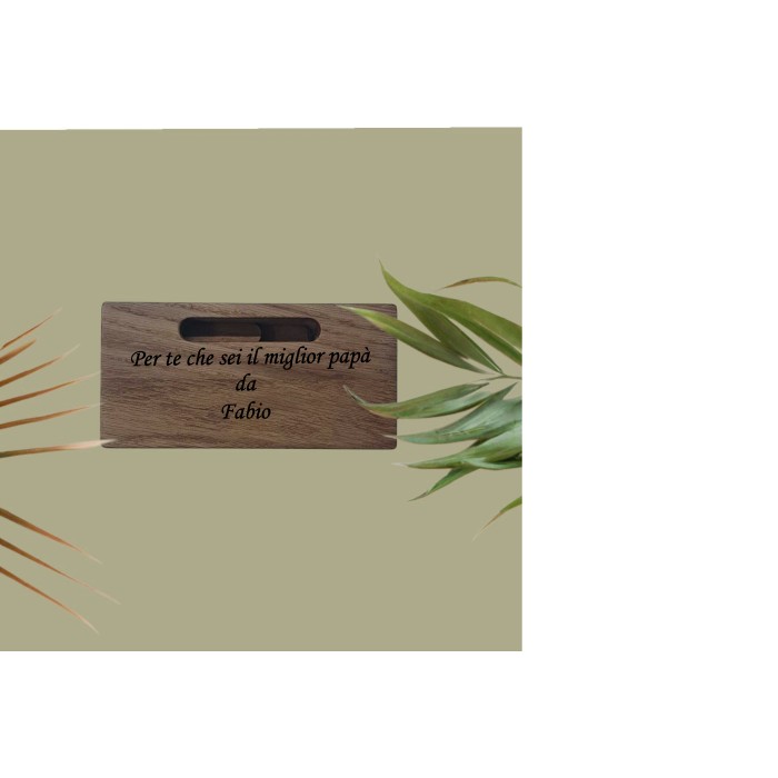 Supporto per Smartphone personalizzato con Amplificatore naturale in Legno