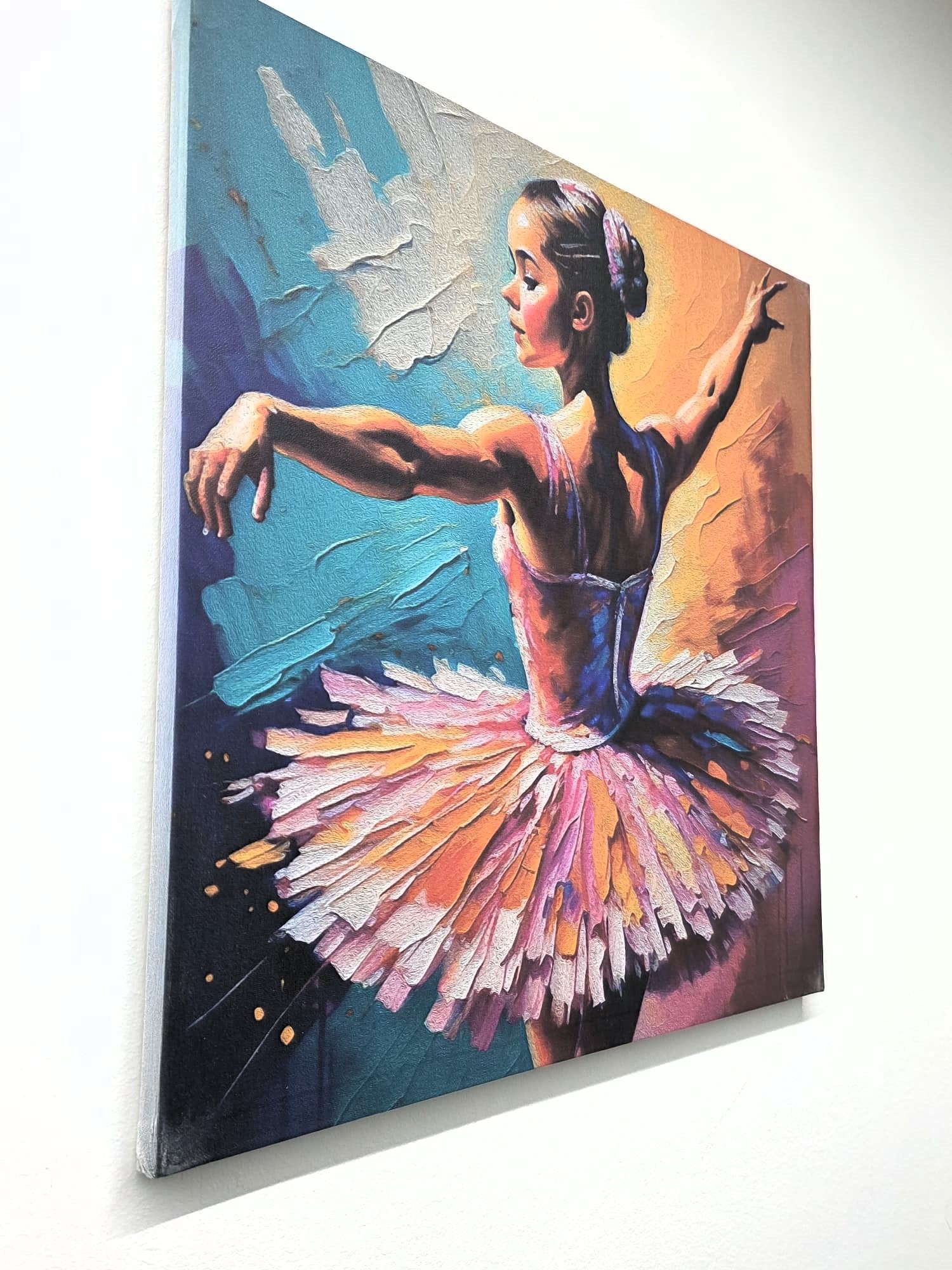 Quadro Ballerina Danza Classica Stampa su Tela Tutù Multicolore 50x50 cm