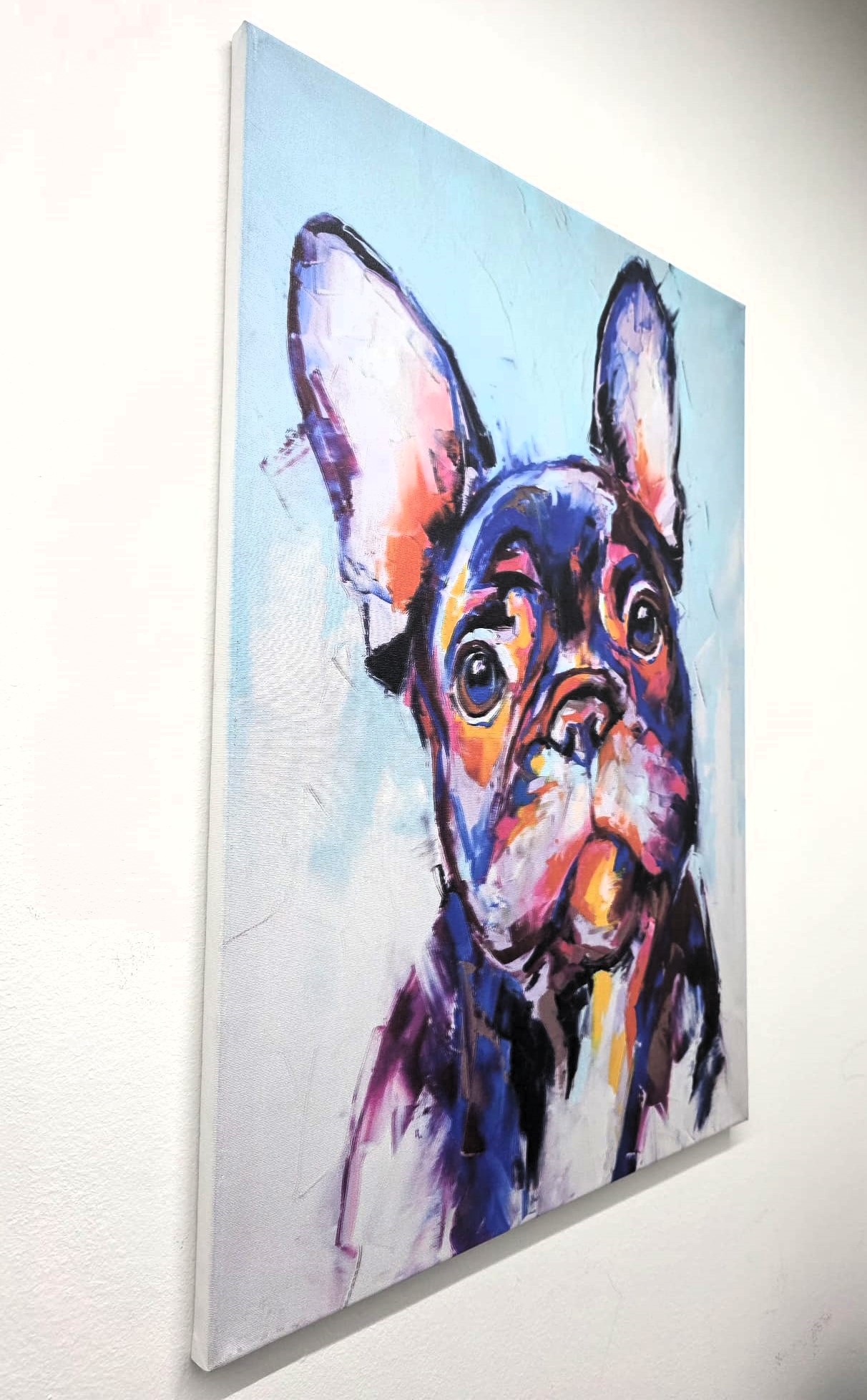 Quadro Bulldog Francese Pop Art Stampa su Tela Arte Contemporanea 50x70 cm