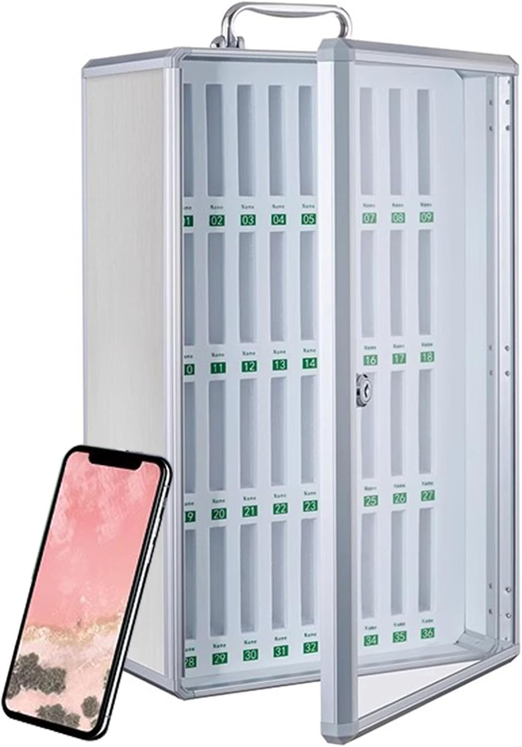 Armadietto Porta Cellullari in Alluminio con Lucchetto 36 Posti Personalizzato