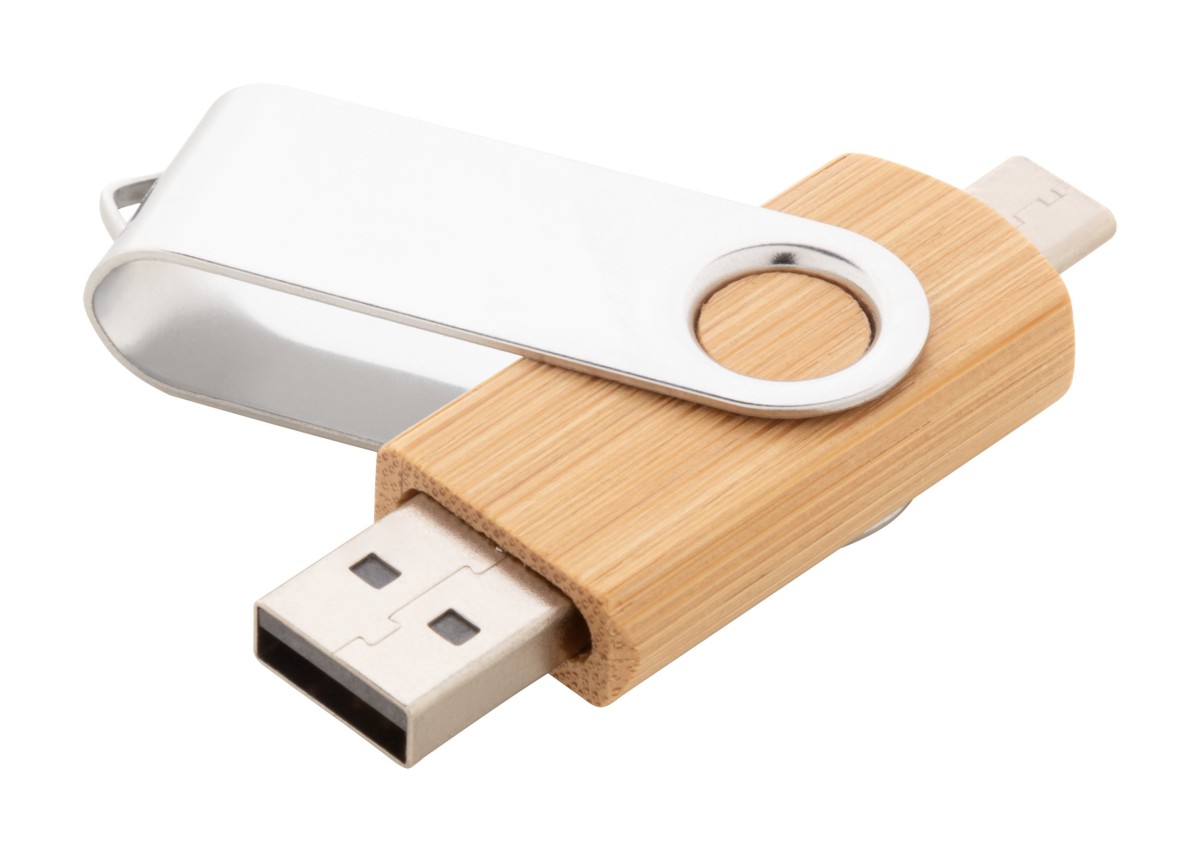 Chiavetta USB OTG BooSpin in Bambù e Metallo Capacità 16/32 GB Personalizzata
