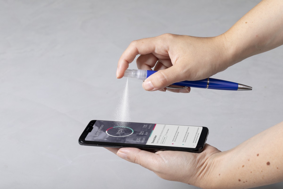 Penna a Sfera in Plastica Spren con Spray sulla Parte Superiore Personalizzata