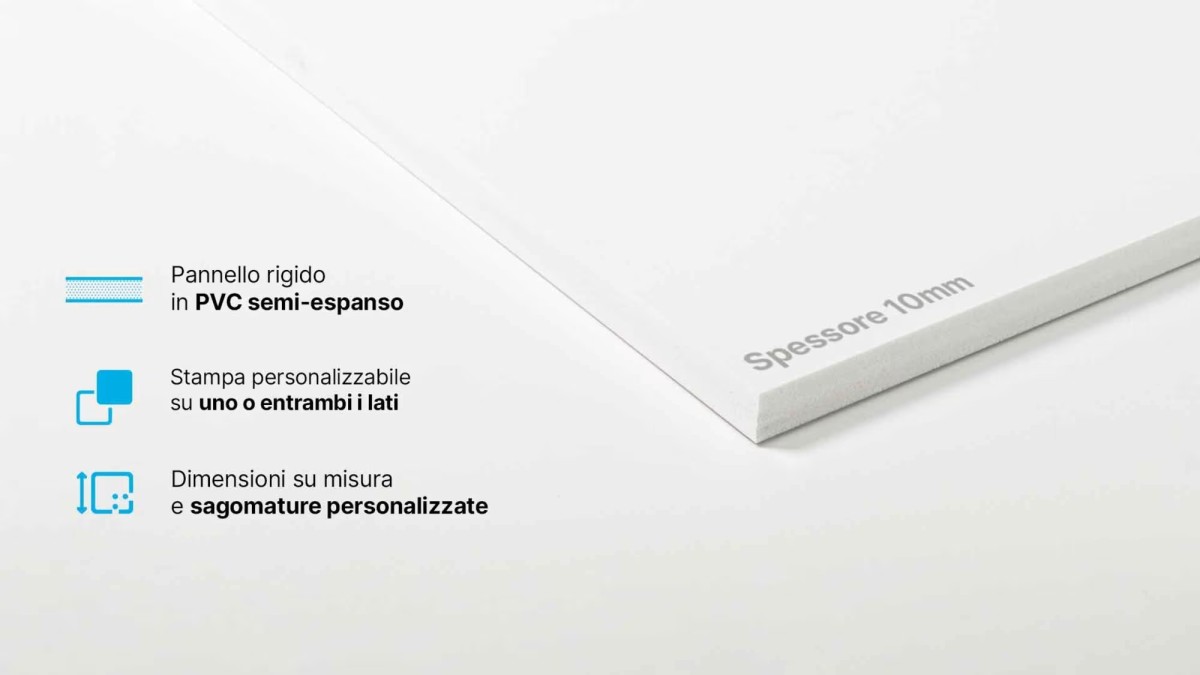 Targa Tabella Insegna Pubblicitaria su Forex PVC Espanso (Vari Spessori e Varie Misure)