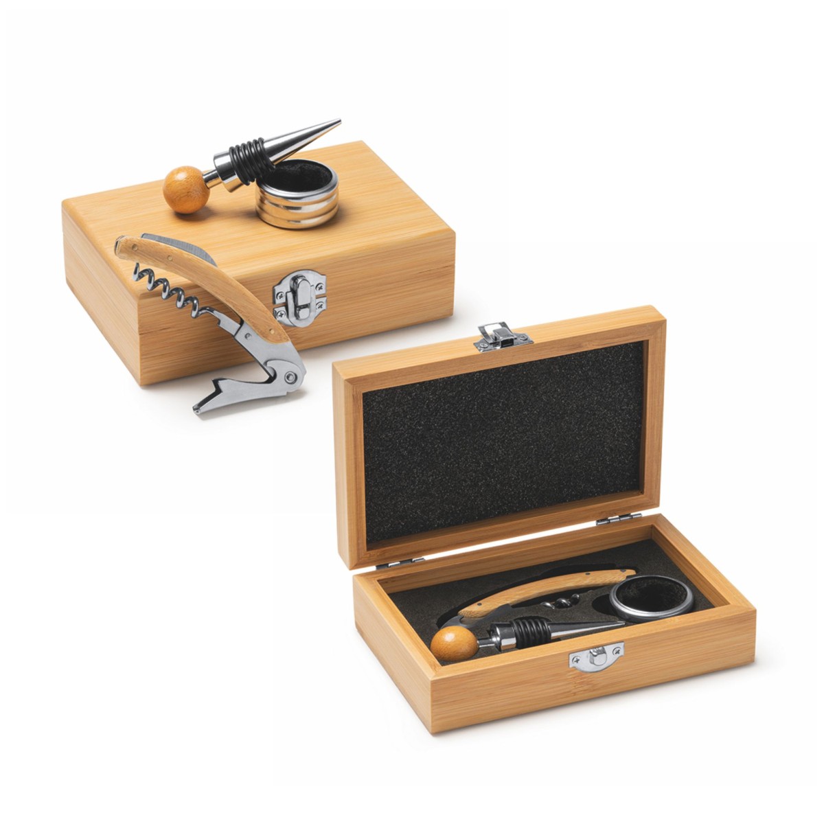 Set Vino UBALDO con Cavatappi, Tappo e Anello Salvagoccia Personalizzato