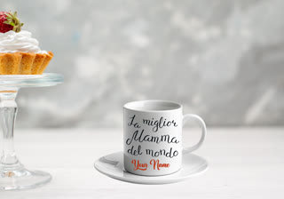 Tazzina da Caffè Ceramica Bianca con Piattino Personalizzata