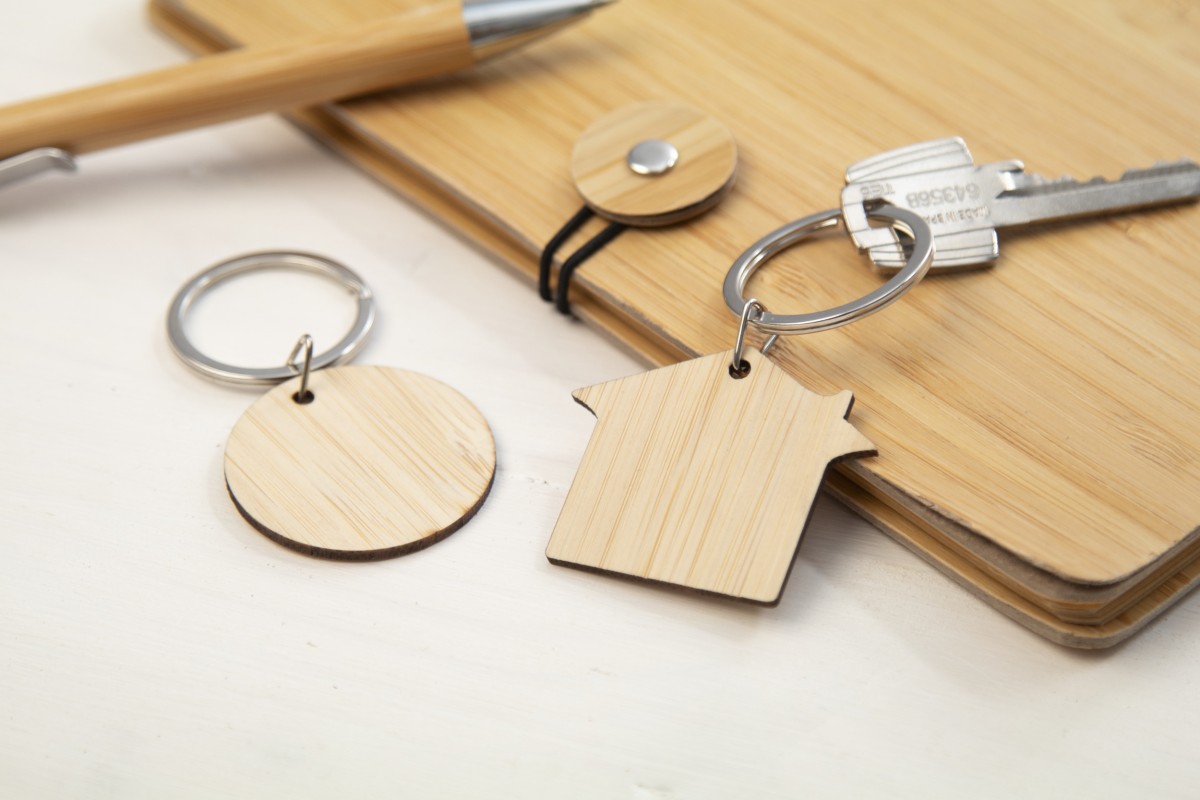 Portachiavi in Bambù BOOKEY con Anello in Metallo Personalizzato