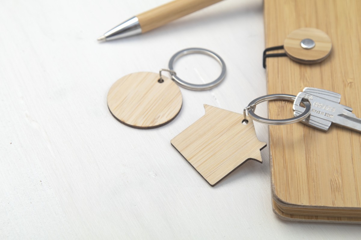 Portachiavi in Bambù BOOKEY con Anello in Metallo Personalizzato