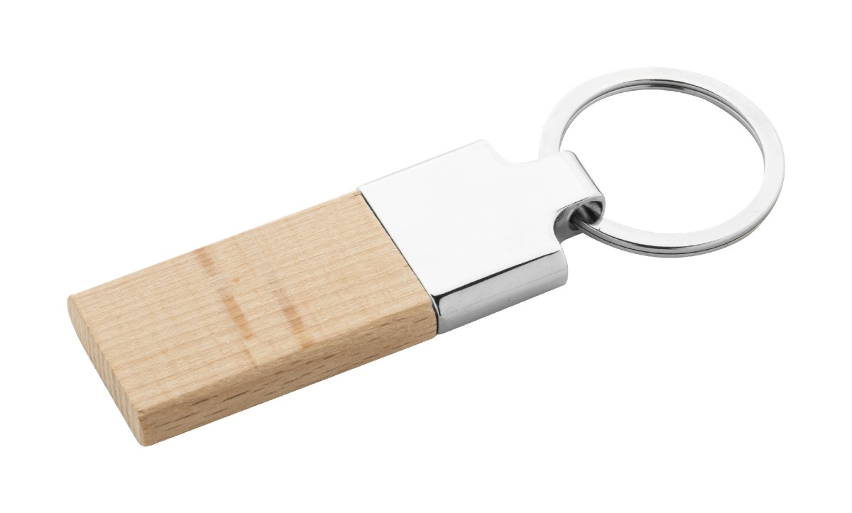 Portachiavi in Legno di Faggio LIGNUM con Anello in Metallo Personalizzato