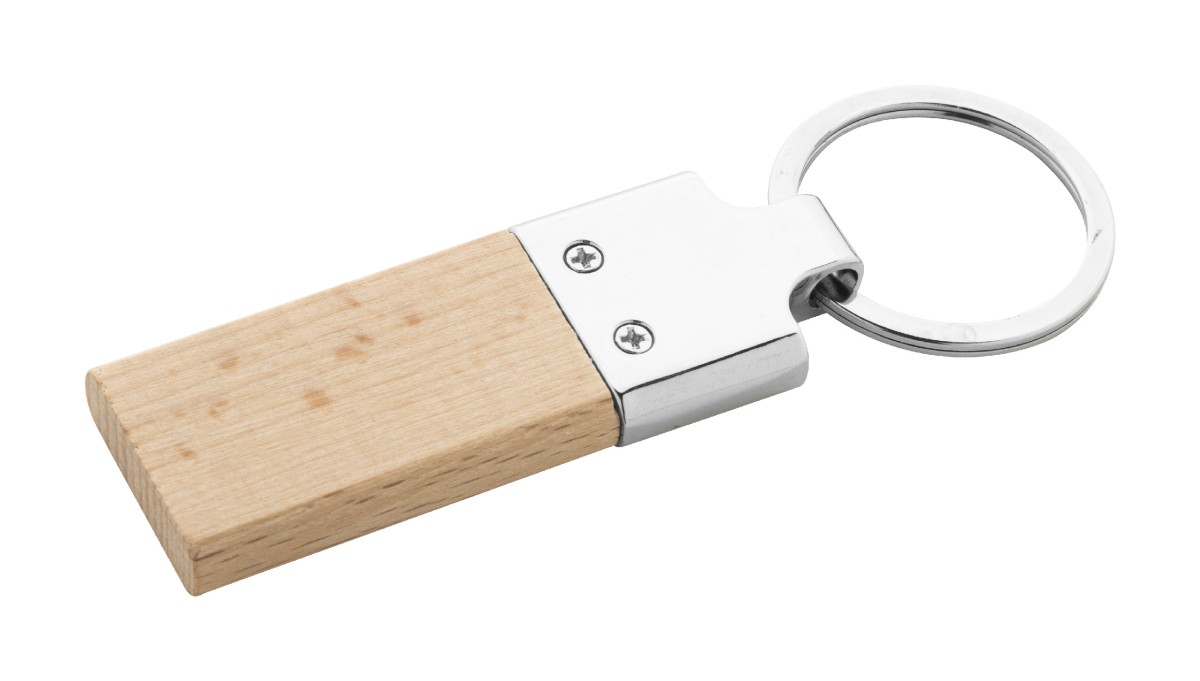 Portachiavi in Legno di Faggio LIGNUM con Anello in Metallo Personalizzato