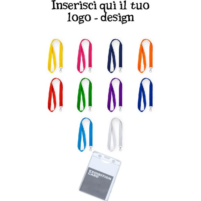 Porta Badge 8,2x12,4 Cm con  Laccio Lanyard Da Collo In Poliestere Personalizzato