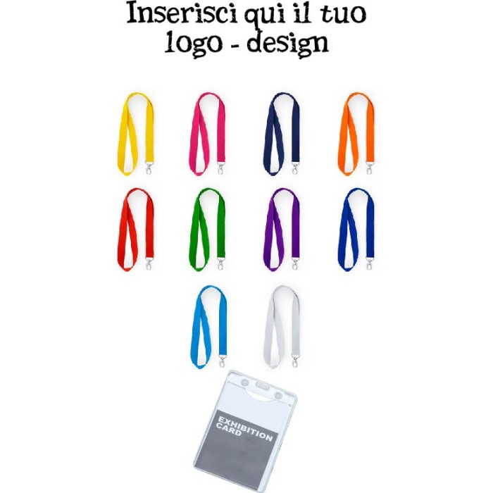 Porta Badge 11,7x18 Cm con  Laccio Lanyard Da Collo In Poliestere Personalizzato
