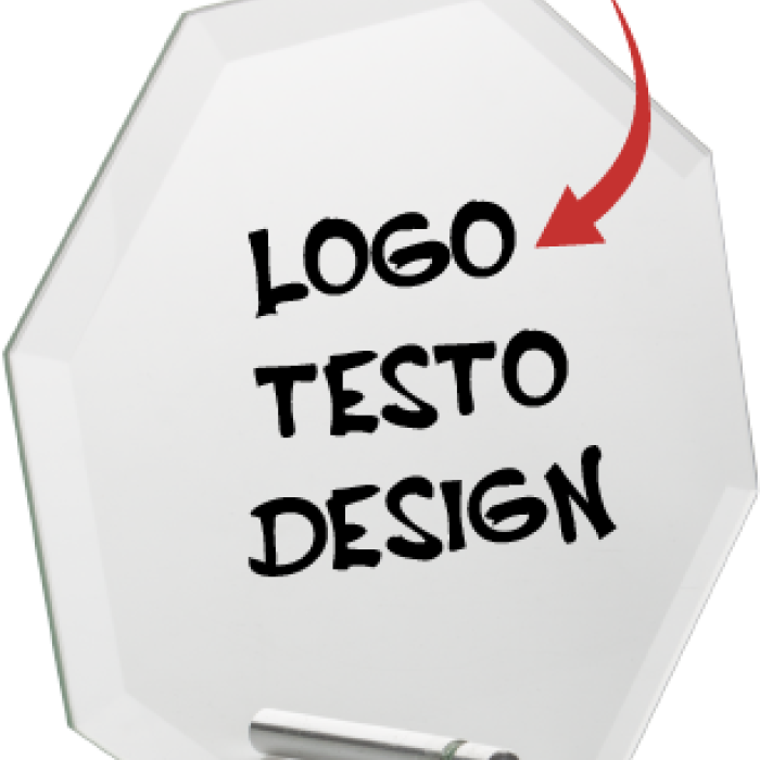 Trofeo ottagonale in vetro personalizzato