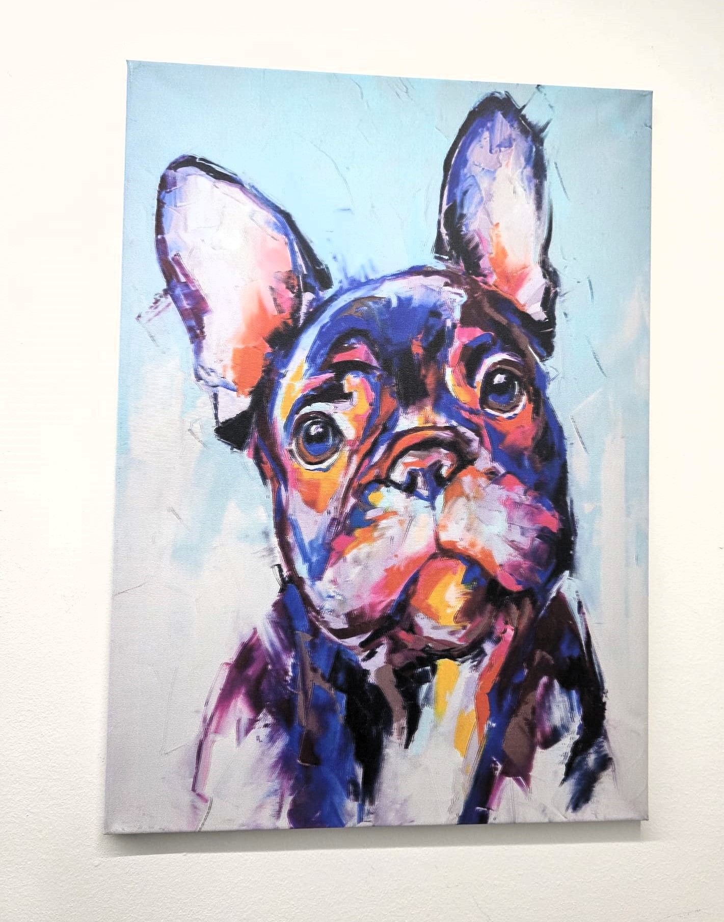 Quadro Bulldog Francese Pop Art Stampa su Tela Arte Contemporanea 50x70 cm