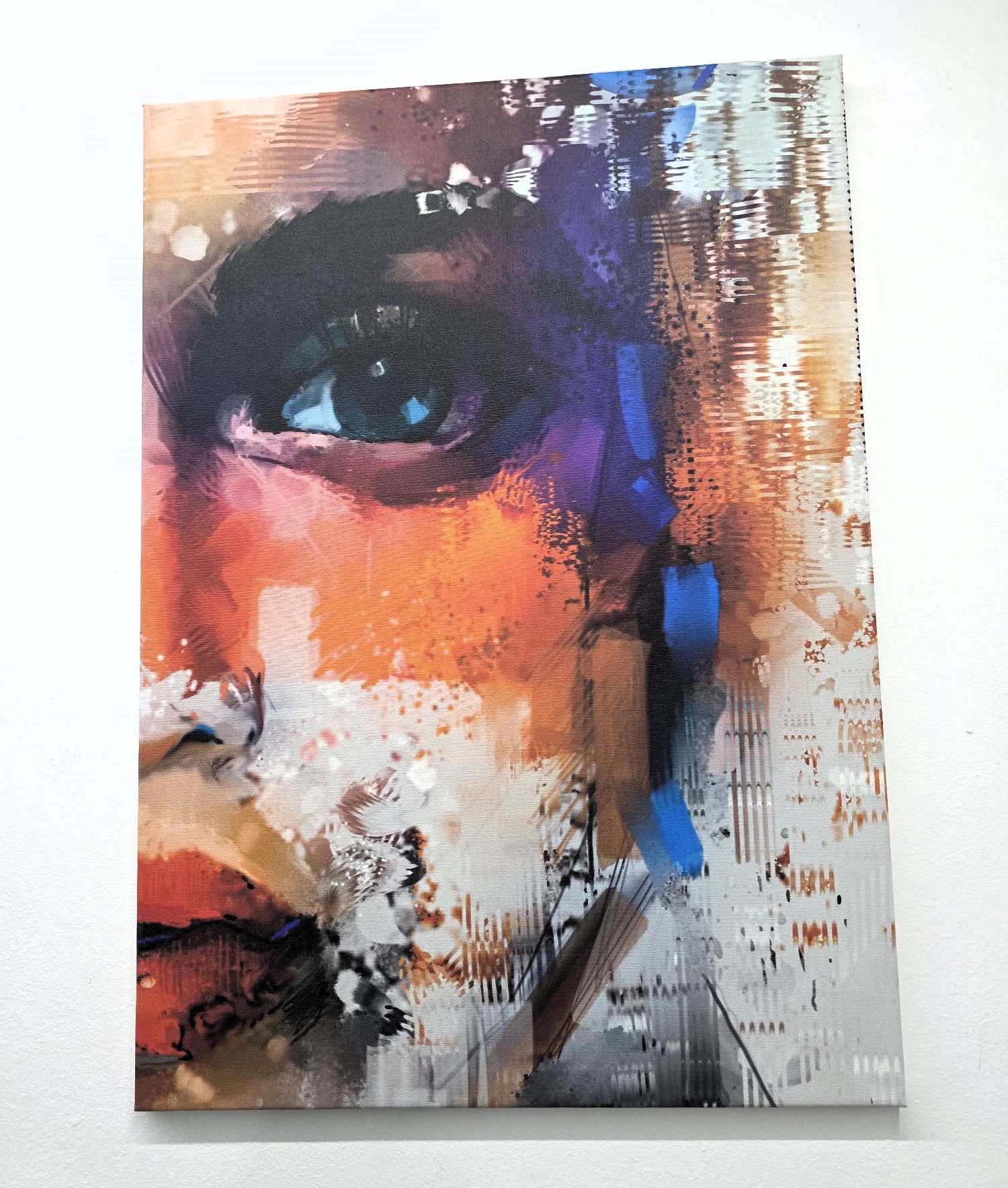 Quadro Occhio Astratto Mixed Media Stampa su Tela Arte Contemporanea 50x70 cm