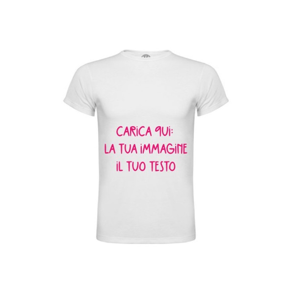T-shirt Bianca in Poliestere con Stampa Personalizzabile Logo, Foto, Testo