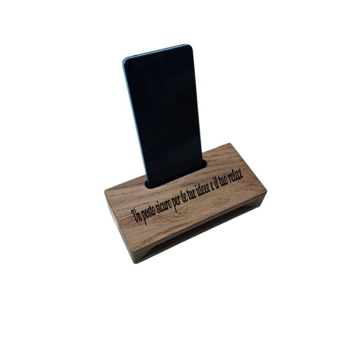 Supporto per Smartphone personalizzato con Amplificatore naturale in Legno