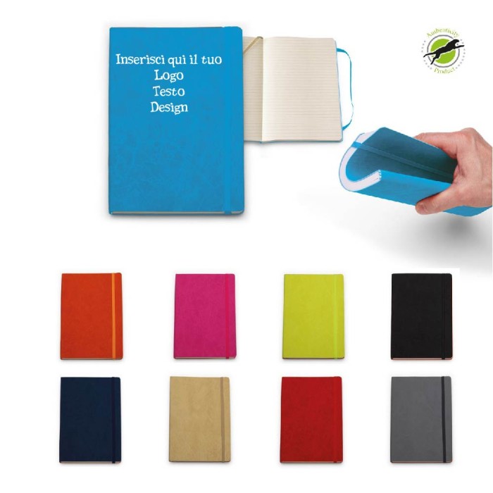 Blok Notes 112 fogli cm 14x20,5 con elastico con Stampa Personalizzata