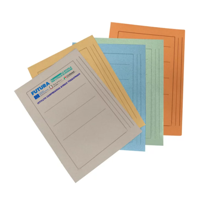 Cartelle Cartelline 3 Lembi Persoalizzate in cartoncino 25x34 cm (50 Pz.) - Ideale Per Scuola PON POC PNRR